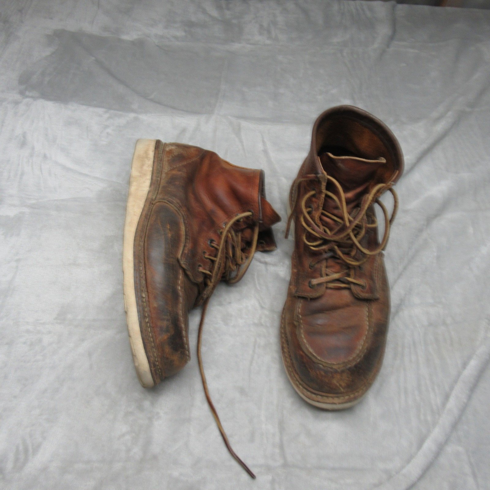 Red Wing Mens 10d Boots 1907 Brown Leather Moc Toe Work Rugged Ankle Vtg Usa